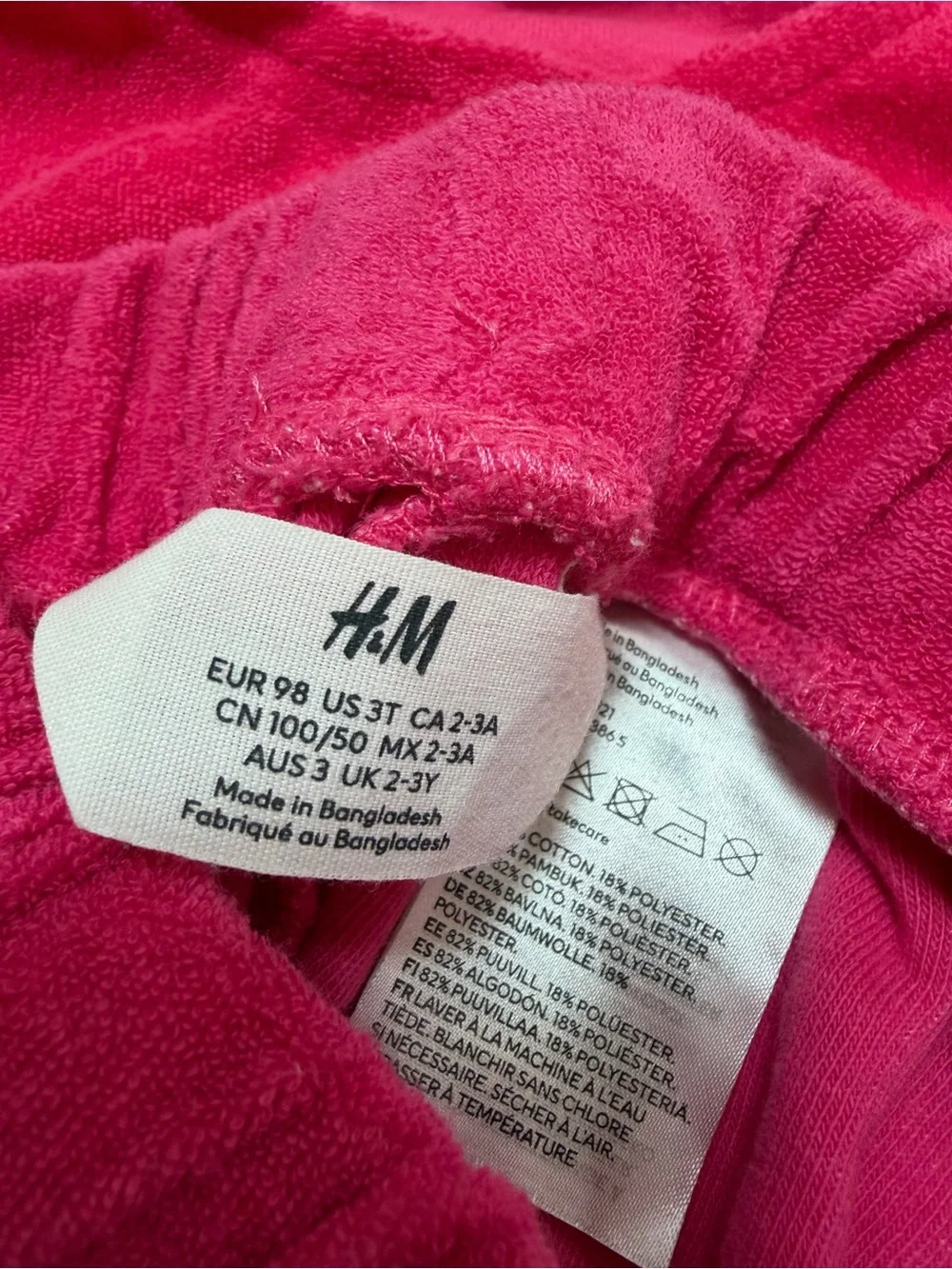 H&M Girls Two-Piece Matching Set in Bright Pink